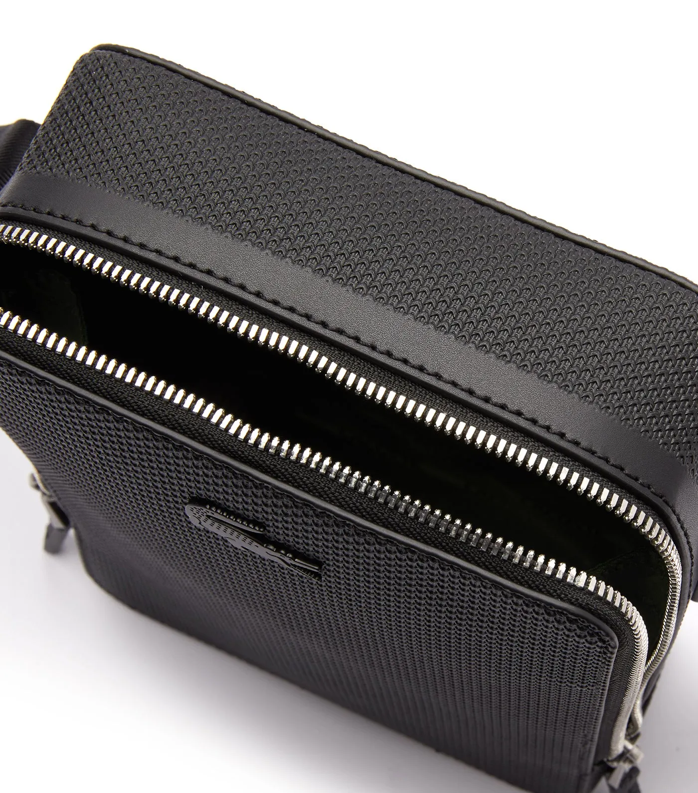Unisex Chantaco Matte Stitched Leather Vertical Camera Bag Black