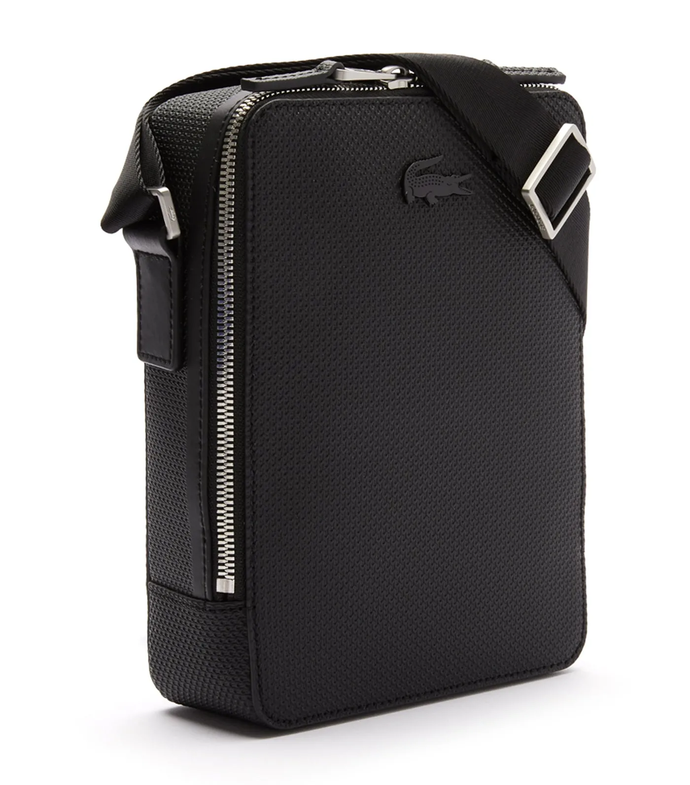 Unisex Chantaco Matte Stitched Leather Vertical Camera Bag Black