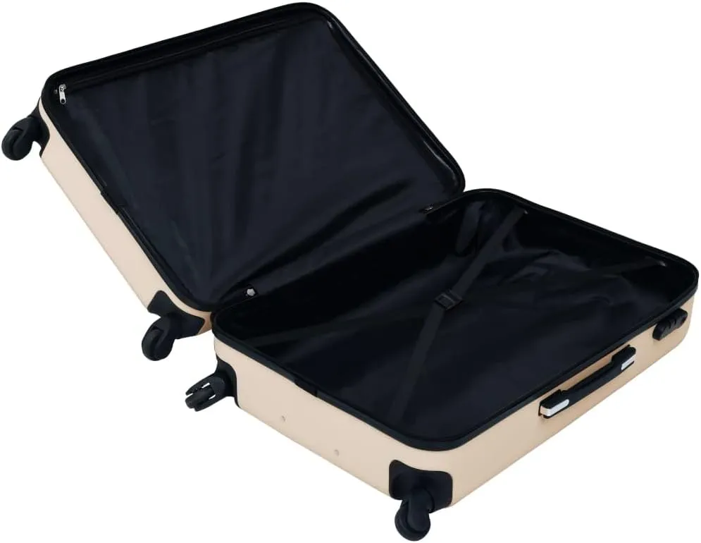 vidaXL Hardcase Trolley Set, 3 pcs, Gold - Durable and Lightweight ABS Hard Shell Luggage with Security Locks and 360-degree Castors