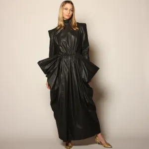 Vintage 80's Avant-Garde Polished Cotton Maxi Dress