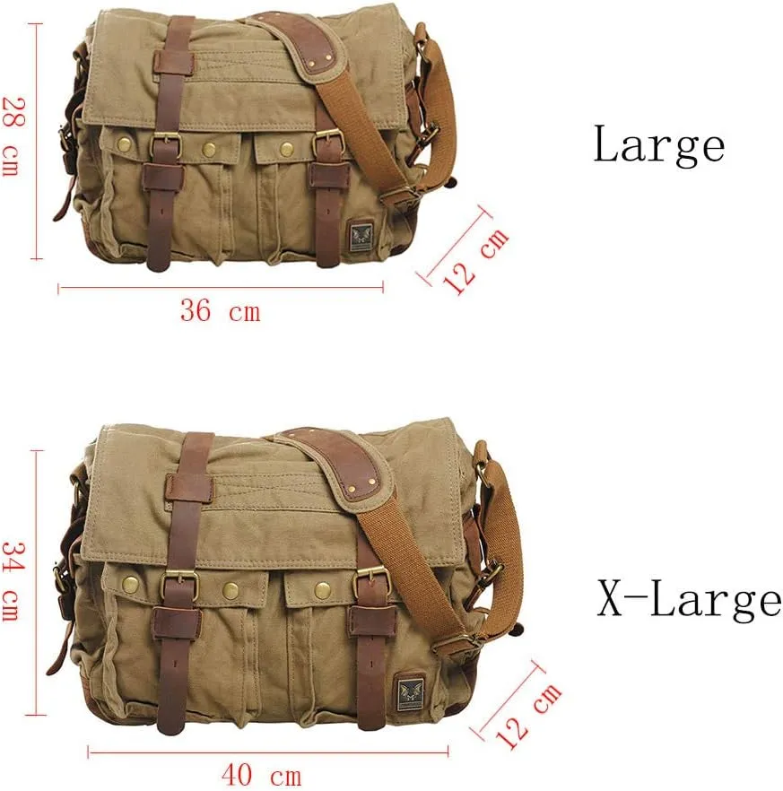 Vintage Satchel Messenger Bag Soft Canvas Casual Crossbody Shoulder Bags
