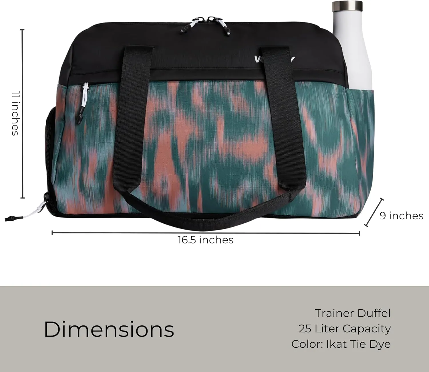 Vooray 25L Trainer Duffel Bag  Lightweight Travel Duffel for Women and Men with Shoe Pocket, Workout Bag, Weekender for Overnight, Football, Traveling, or Hospital Use