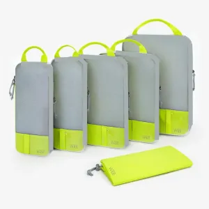 Wee Traveler Compression Packing Cubes, Set of 6, Essential Travel Organizer for Suitcases, Luggage Organizing Bags, Ideal Packing Cubes as Travel Accessories for Efficient Packing. Neon Yellow