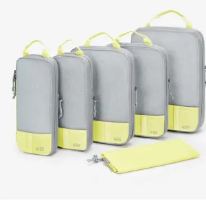 Wee Traveler Compression Packing Cubes, Set of 6, Essential Travel Organizer for Suitcases, Luggage Organizing Bags, Ideal Packing Cubes as Travel Accessories for Efficient Packing. (Yellow)