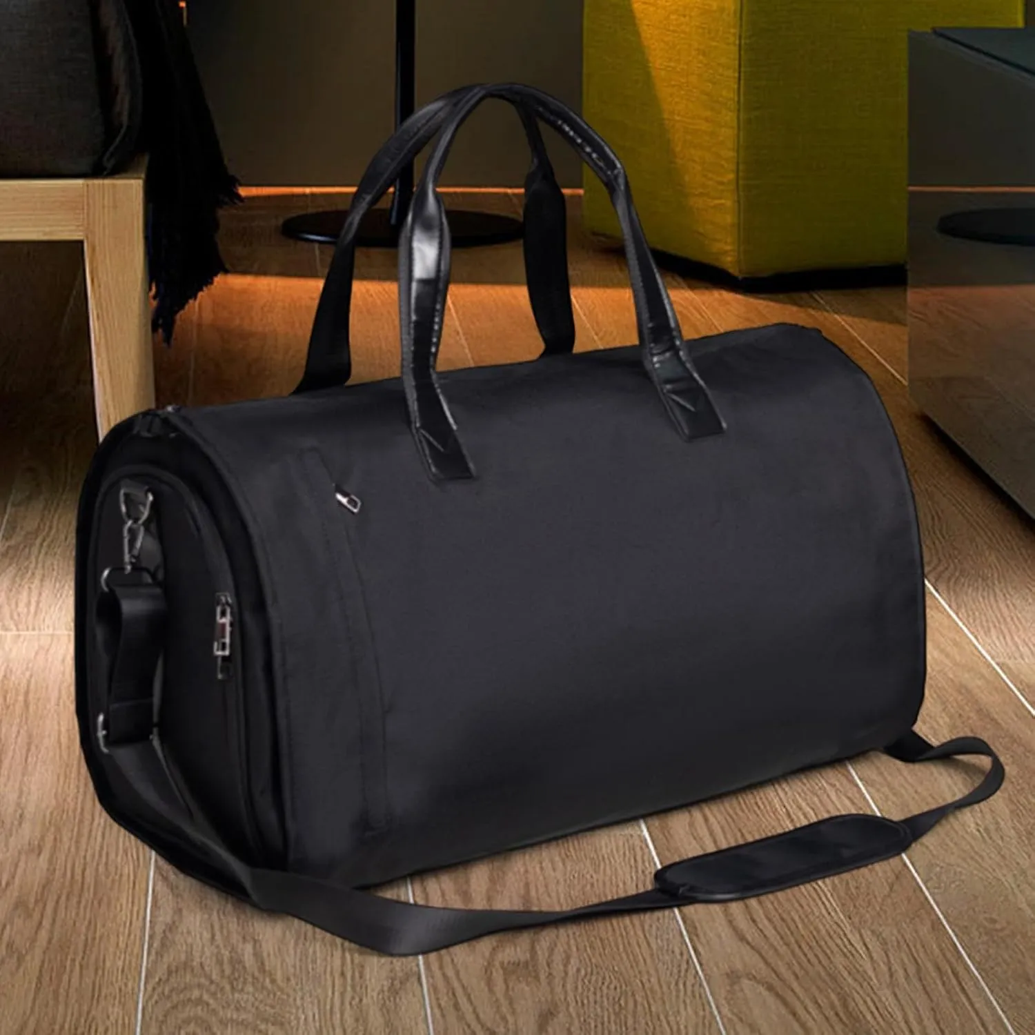 Weekend Duffel Bag with Shoe Compartment for Men Large Capacity Travel Handbag, Brown Polyester
