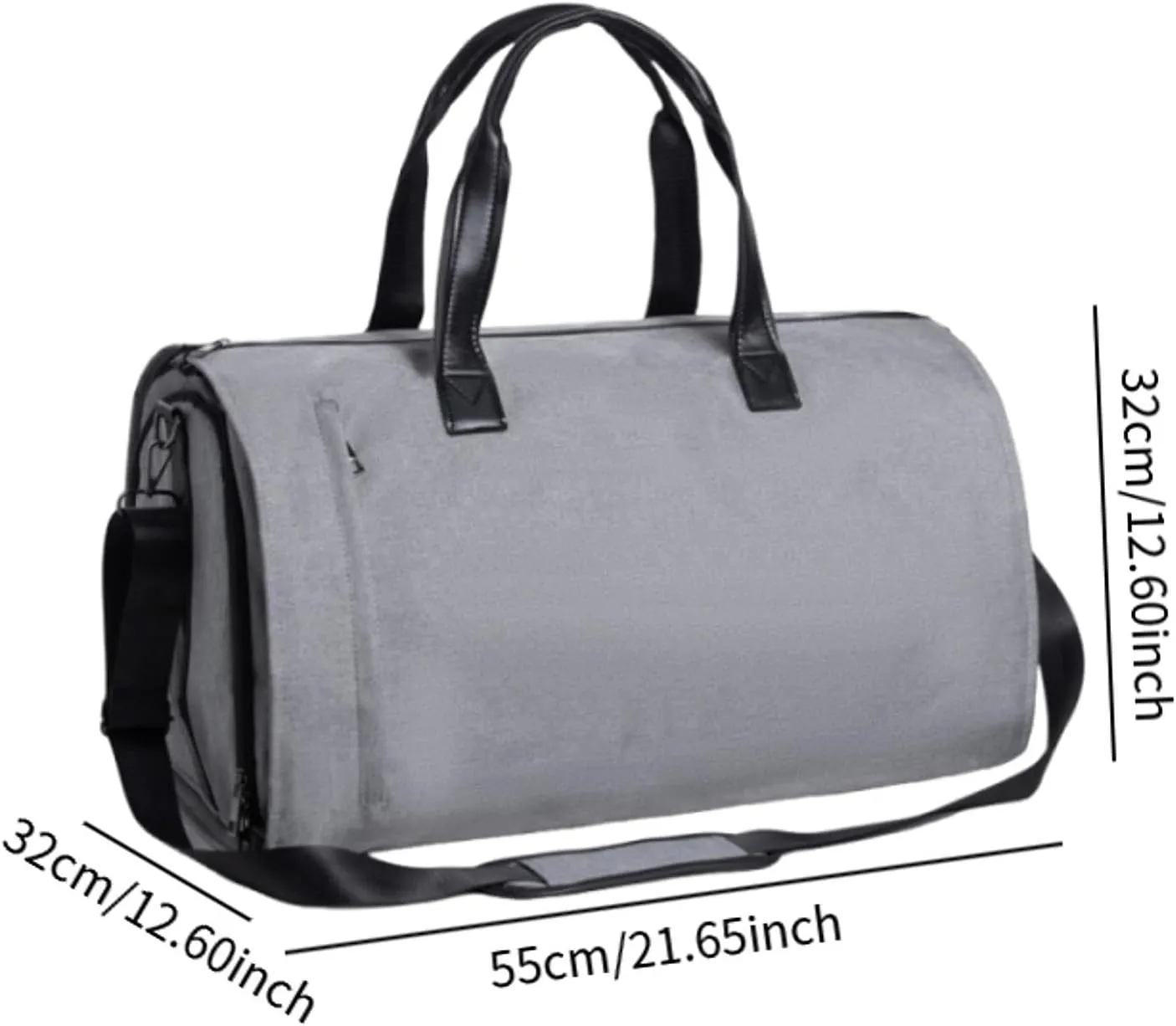 Weekend Duffel Bag with Shoe Compartment for Men Large Capacity Travel Handbag, Gray Polyester