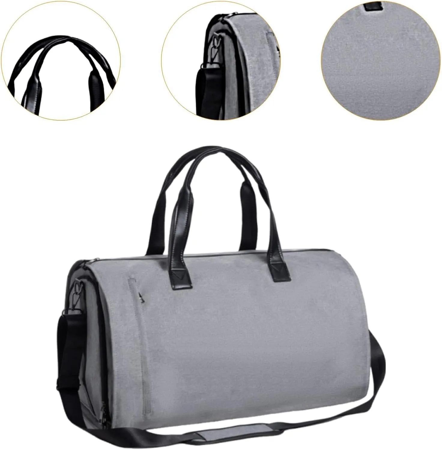 Weekend Duffel Bag with Shoe Compartment for Men Large Capacity Travel Handbag, Gray Polyester