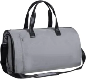 Weekend Duffel Bag with Shoe Compartment for Men Large Capacity Travel Handbag, Gray Polyester