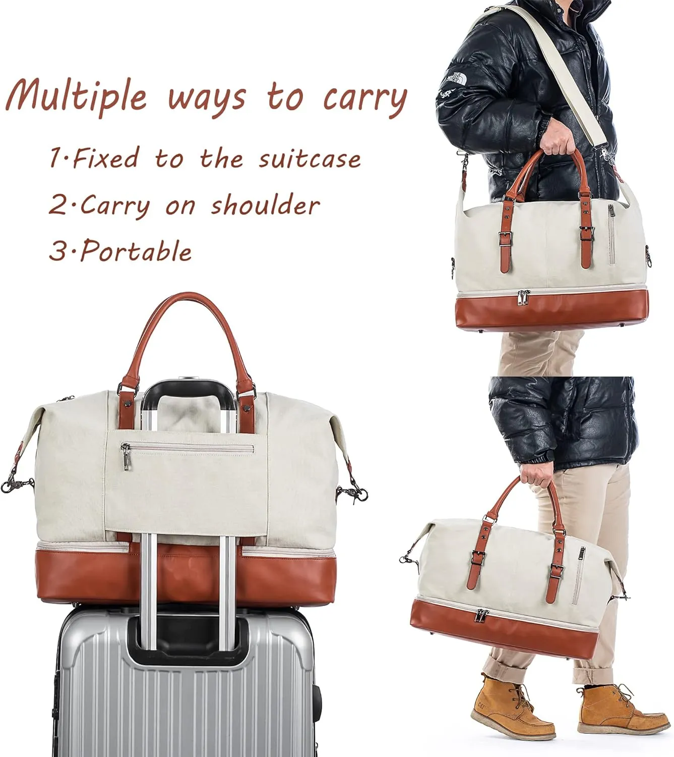 Weekender Overnight Bag Carry On Bag Travel Bag with Shoe Pouch