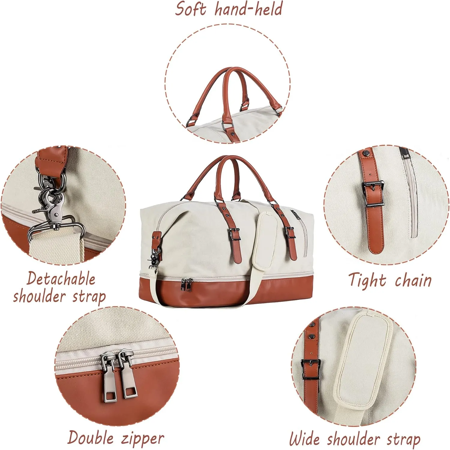 Weekender Overnight Bag Carry On Bag Travel Bag with Shoe Pouch