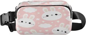 White Rabbit Bunny Cloud Belt Bag for Women Men Fanny Pack Small Waist Pouch Crossbody Bags for Outdoor Hiking Running Travel