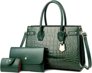 Women Crocodile Pattern Shoulder Bags Vintage Satchel Bag-Red