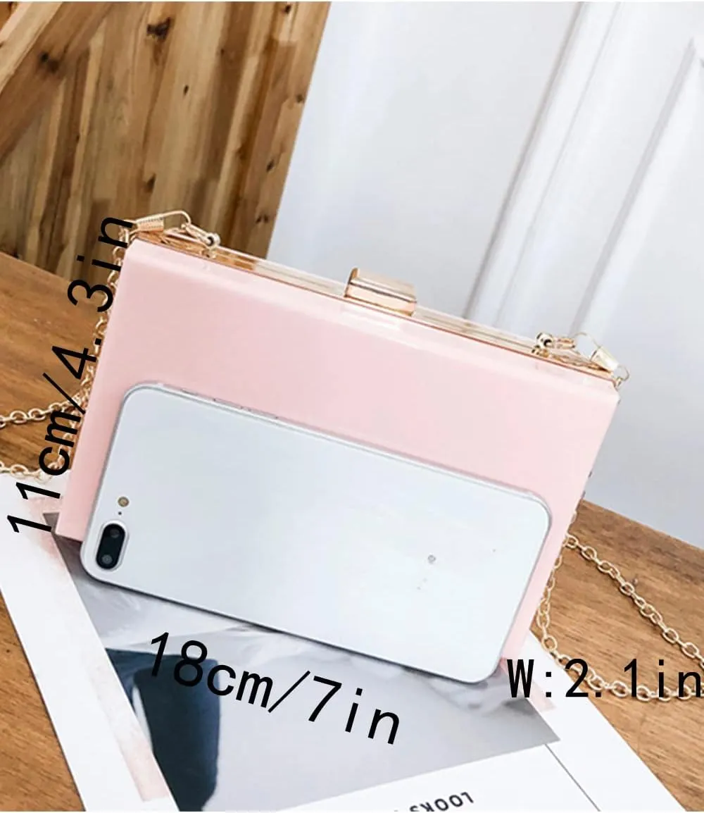 Women Evening Clutch Chain Bag Transparent Acrylic Shoulder Bags Purse
