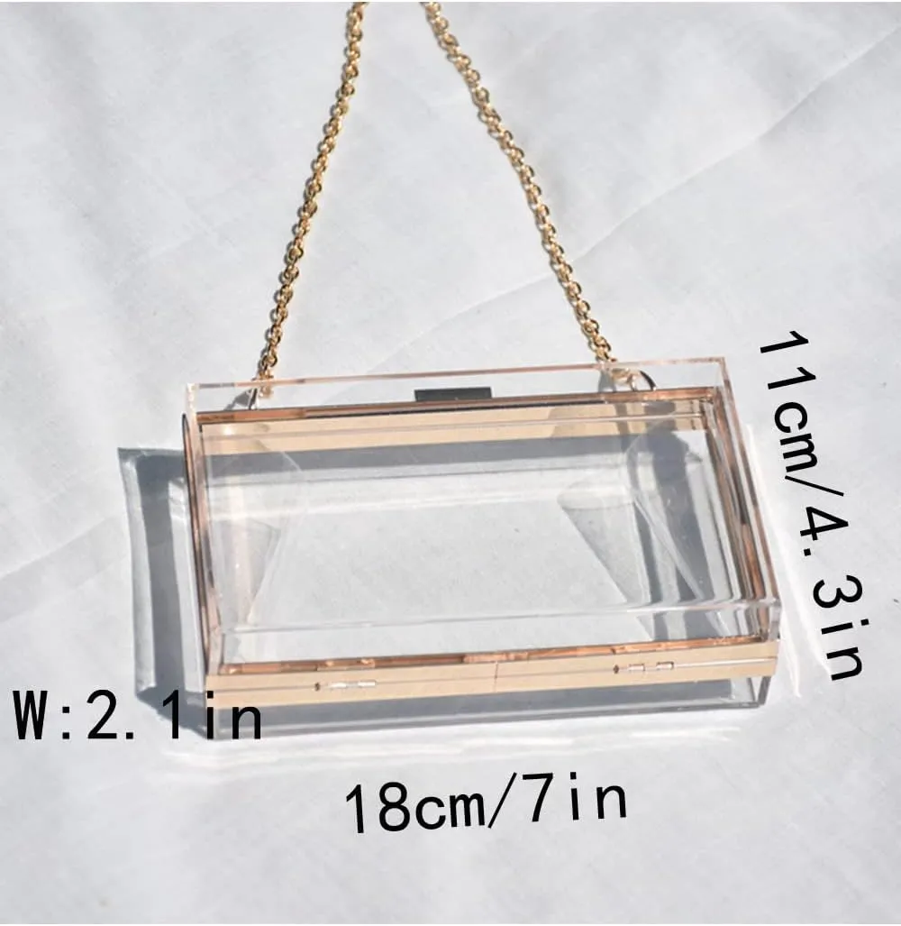 Women Evening Clutch Chain Bag Transparent Acrylic Shoulder Bags Purse