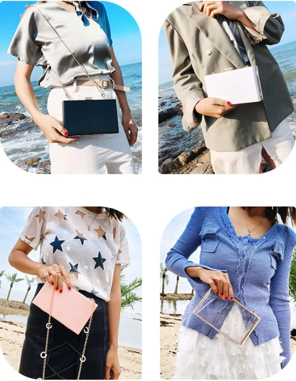 Women Evening Clutch Chain Bag Transparent Acrylic Shoulder Bags Purse
