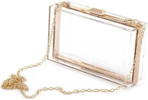 Women Evening Clutch Chain Bag Transparent Acrylic Shoulder Bags Purse