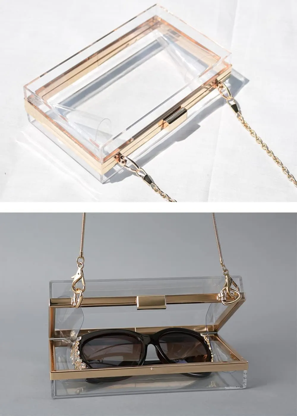 Women Evening Clutch Chain Bag Transparent Acrylic Shoulder Bags Purse