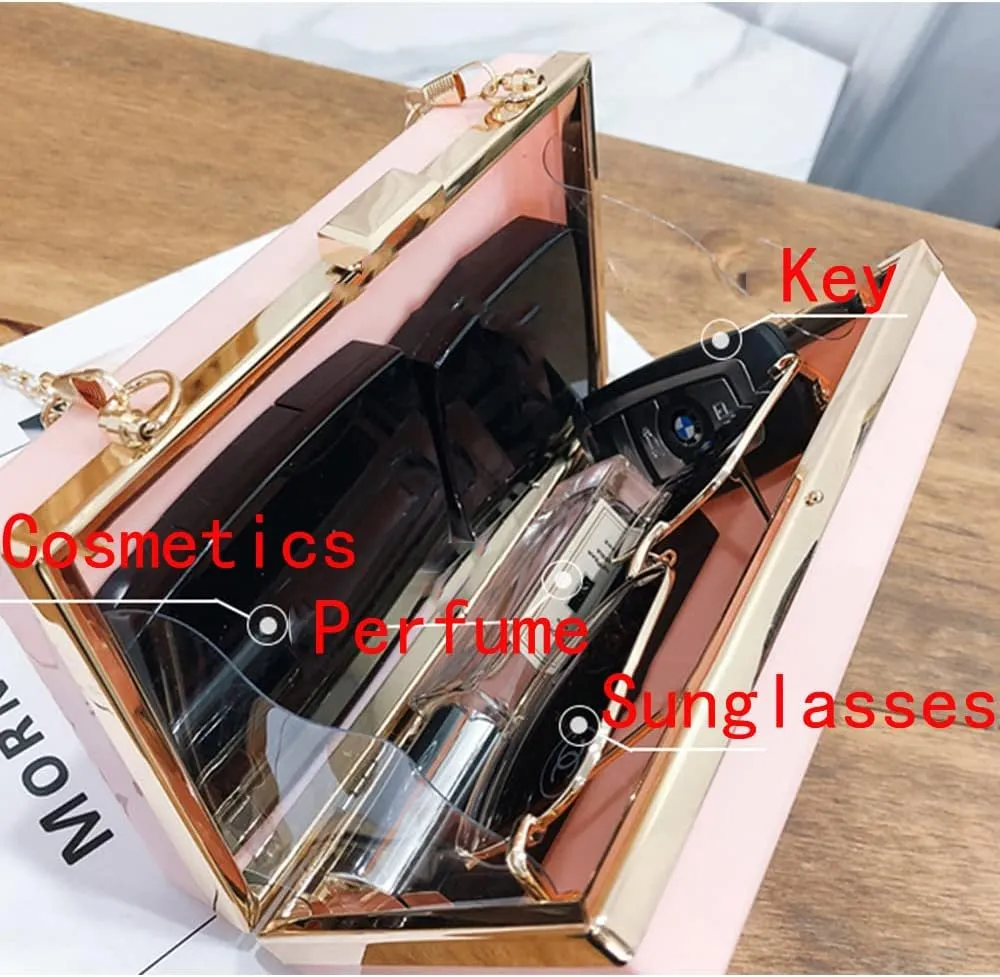 Women Evening Clutch Chain Bag Transparent Acrylic Shoulder Bags Purse