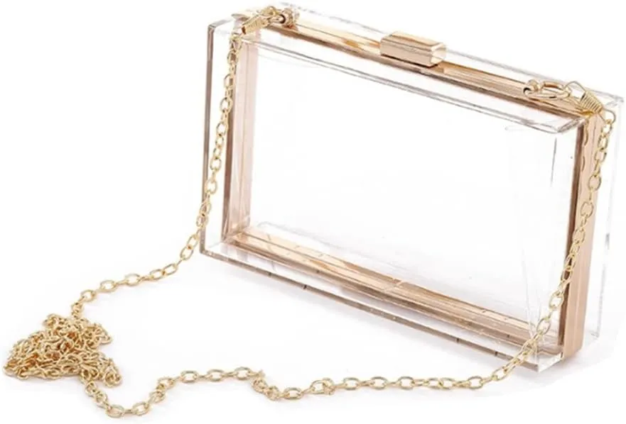 Women Evening Clutch Chain Bag Transparent Acrylic Shoulder Bags Purse