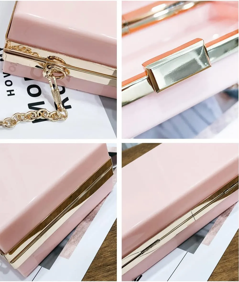 Women Evening Clutch Chain Bag Transparent Acrylic Shoulder Bags Purse