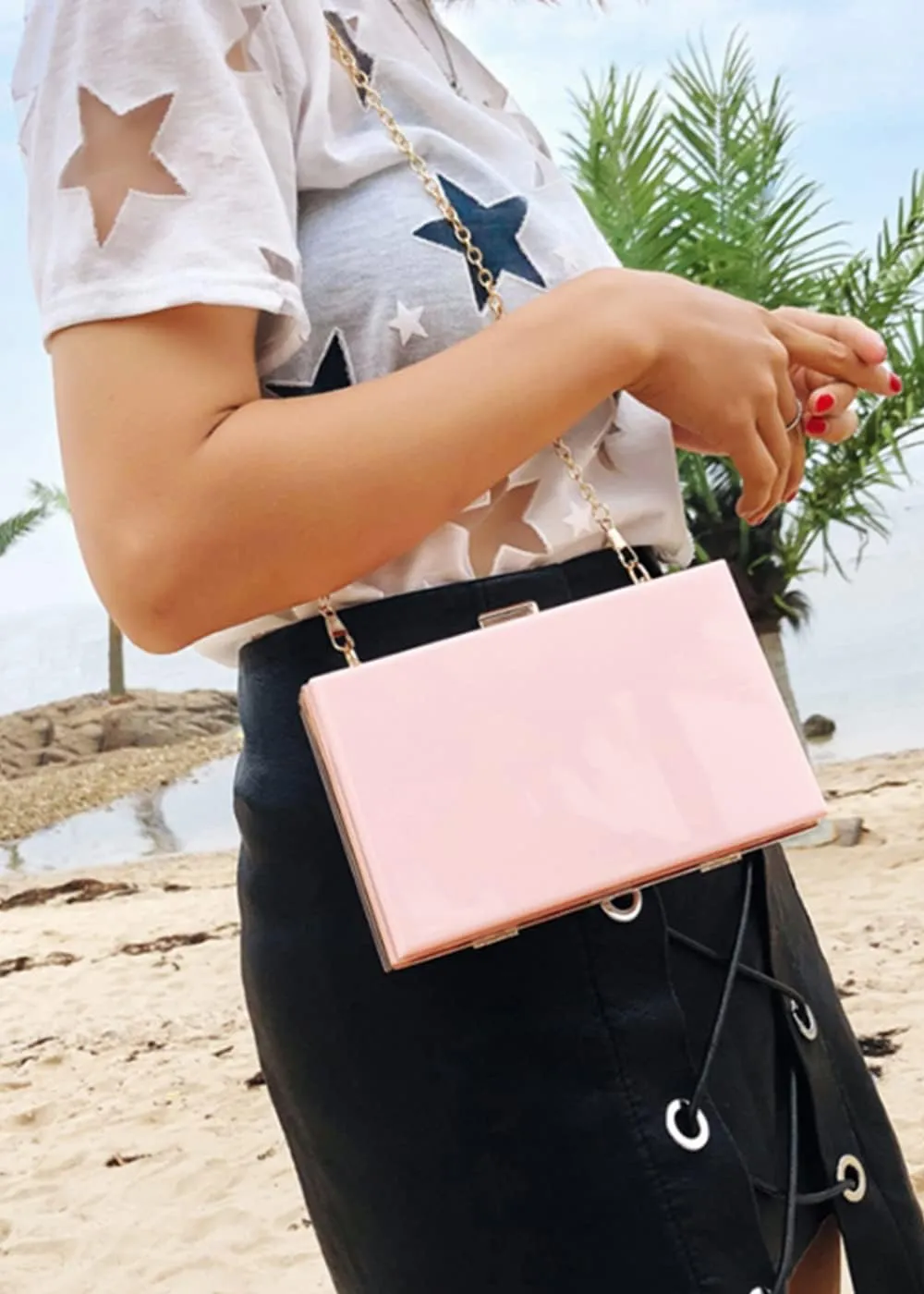 Women Evening Clutch Chain Bag Transparent Acrylic Shoulder Bags Purse