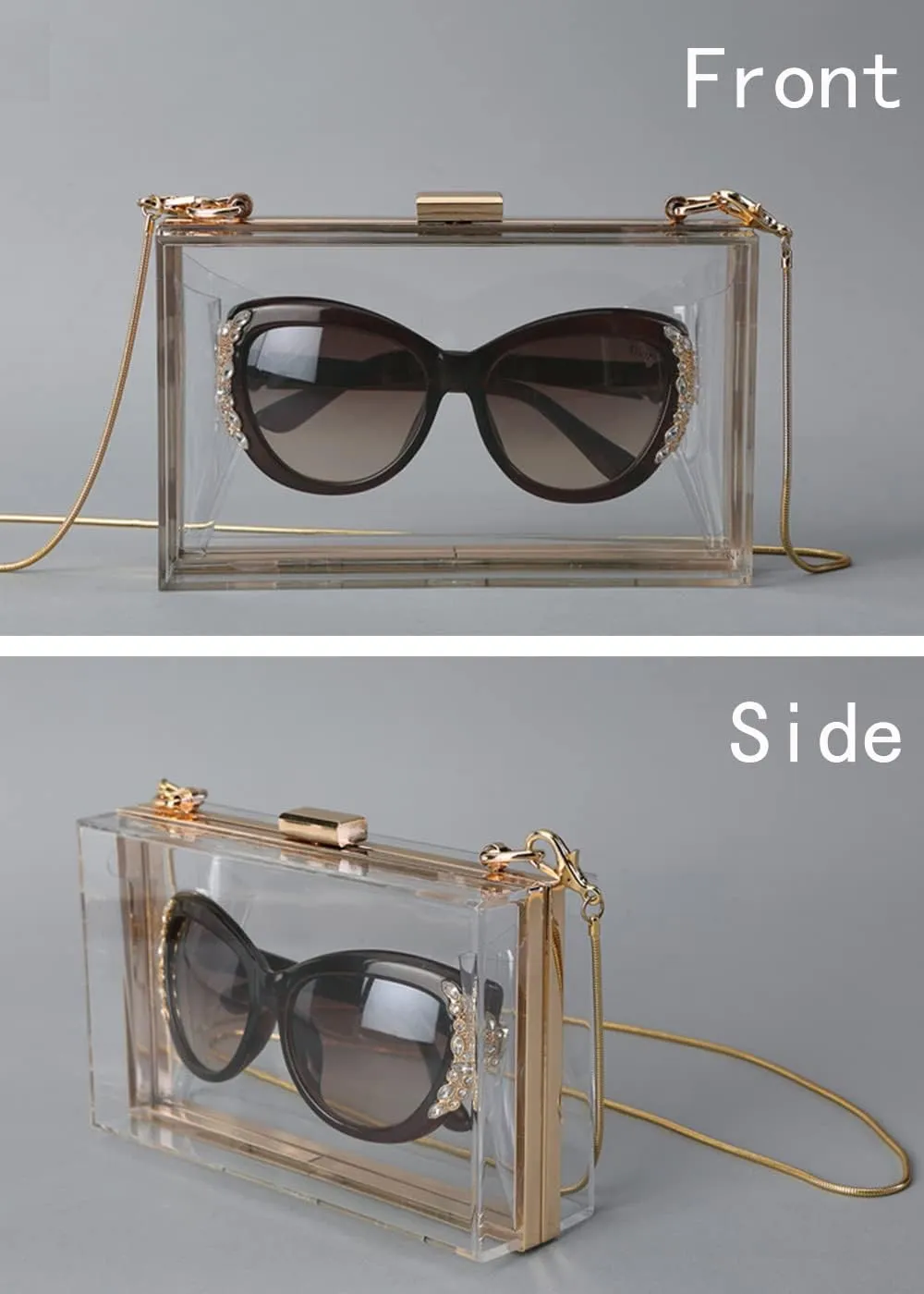 Women Evening Clutch Chain Bag Transparent Acrylic Shoulder Bags Purse