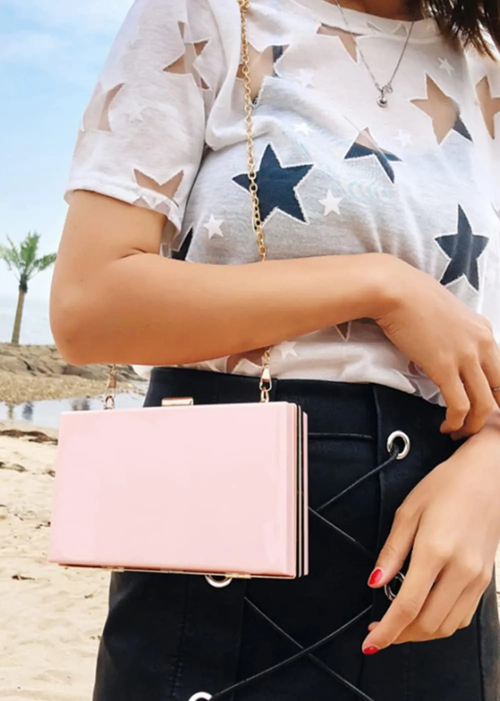 Women Evening Clutch Chain Bag Transparent Acrylic Shoulder Bags Purse