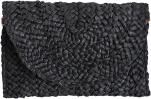 Women Evening Clutch Purse Summer Beach Handbag Woven Envelope Bag Clutch with Rhinestones