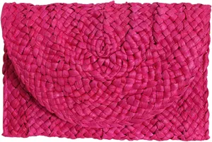 Women Evening Clutch Purse Summer Beach Handbag Woven Envelope Bag Clutch with Rhinestones
