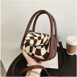 Women Handbags Shoulder Bags, Satchel Tote Bag, PU Leather Luxury Designer Handbag for Women Shoulder Bags Purses Female Casual Graffiti Printing Crossbody Tote Bag (Color : Brown)
