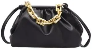 Women Handbags Shoulder Bags, Satchel Tote Bag, Solid Color Pleated Tote Bag Fashion Soft Leather Women's Designer Handbag Travel Shoulder Bags Armpit Bag (Color : Black)