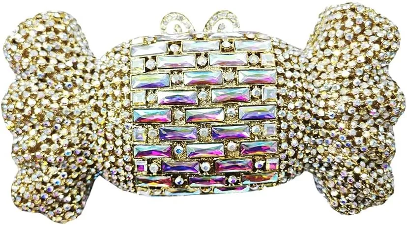 Women Sparkly Candy Shape Rhinetone Clutch Sweet Diamond Evening Bag Crystal Party Purse Handbag for Cocktail Prom