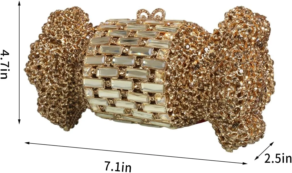 Women Sparkly Candy Shape Rhinetone Clutch Sweet Diamond Evening Bag Crystal Party Purse Handbag for Cocktail Prom