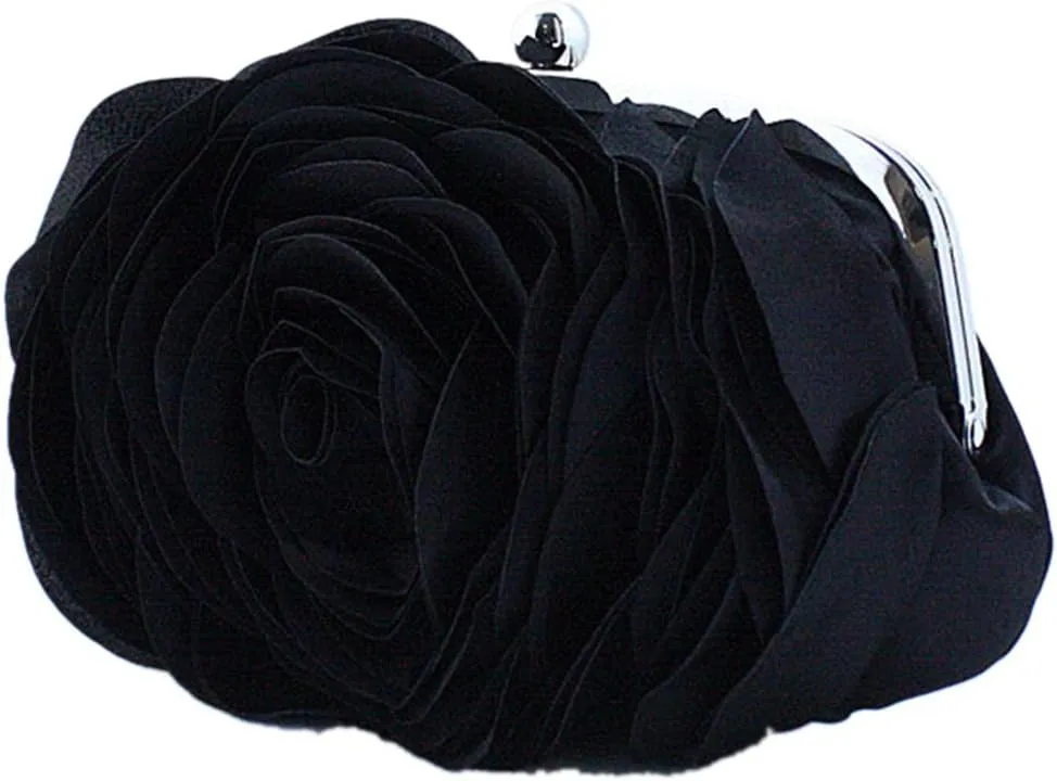 Womens Rose Pattern Purse Party Clutch Shoulder Bags