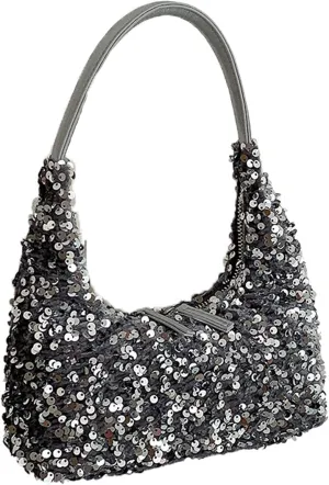 Women's Sequin Glitter Handbags Fashion Sparkly Evening Jean Clutch Purse for Formal/Party/Wedding/Prom/Club (Silver)