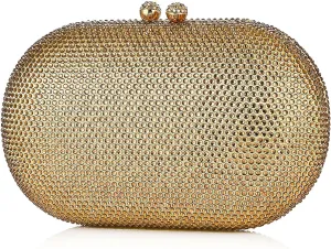 Womens Sparkling Evening Bag Ladies Girls Shiny Oval Rhinestones Crystal Handbag Clutches For Formal Gathering Party Purse