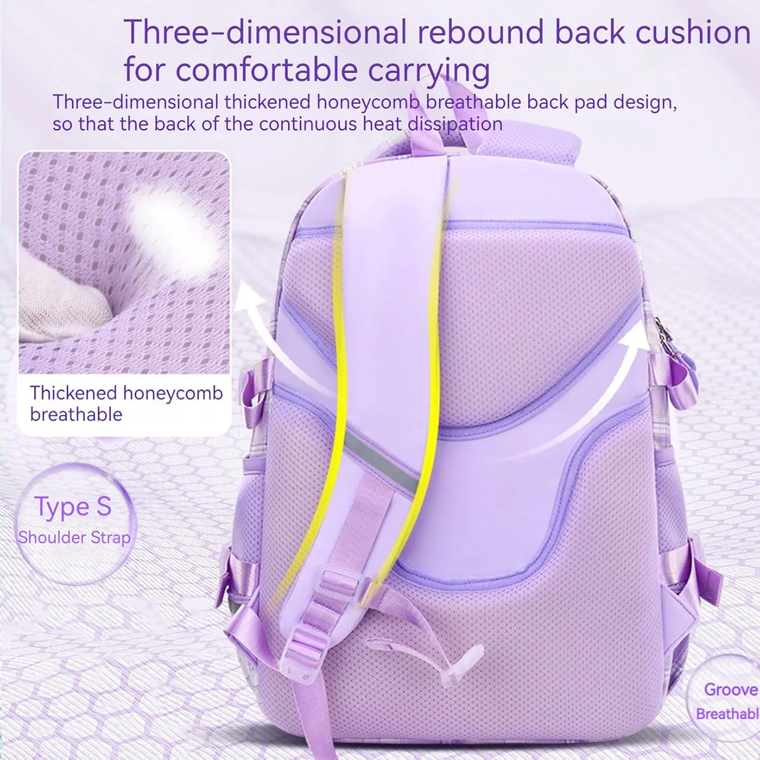 WYCY School Backpacks for Girls Kawaii Backpack Large Capacity Kids School Bag for Girls 8-12 Years Old (Plaid Pink)