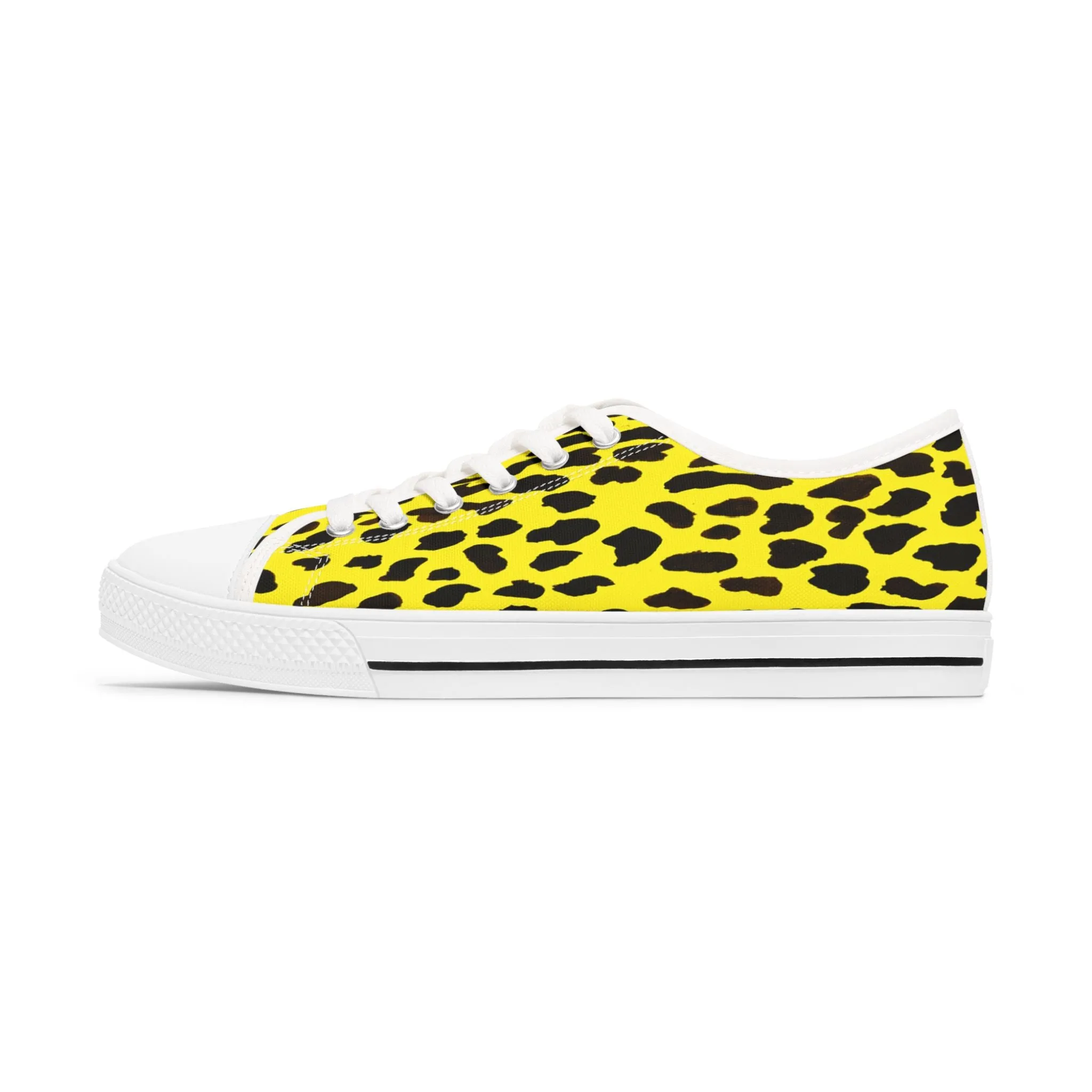 Yellow Cow Print Sneakers, Cow Animal Print Women's Sneakers, Best Low Top Sneakers (US Size: 5.5-12)